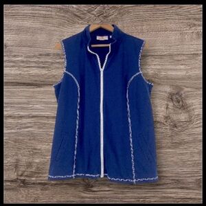 Quacker Factory Sz M French Terry zipper rhinestones vest sweatshirt